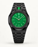 Black steel strap with black screws on the AP x Swatch Royal Pop Green Eight