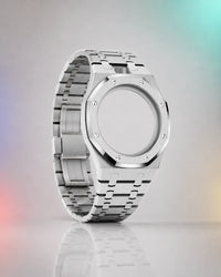WatchCollab silver steel bracelet and octagonal case for the Royal Pop Huit Blanc, shown without the watch