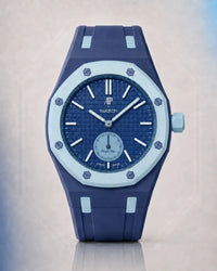 Two-tone strap and case for the AP x Swatch Royal Pop Làn Ba, front view | WatchCollab