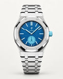 AP x Swatch Royal Pop Làn Ba on the WatchCollab silver steel bracelet and case, front view