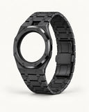 Black steel strap and matching case with black screws for the AP x Swatch Royal Pop
