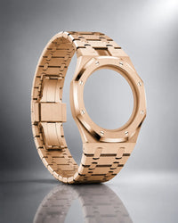 WatchCollab gold steel bracelet and octagonal case for the Royal Pop Ocho Negro, shown without the watch