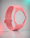 Pink link strap for the Royal Pop, crown at 3 cut-out, shown on its own