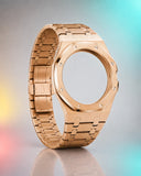 WatchCollab gold steel bracelet and octagonal case for the Royal Pop Otg Roz, shown without the watch