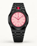 Black steel strap with black screws on the AP x Swatch Royal Pop Otto Rosso