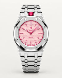 AP x Swatch Royal Pop Otto Rosso sur le bracelet et boîtier acier argent WatchCollab, vue de face