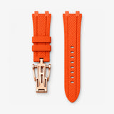 Orange canvas strap with rose gold folding clasp for AP x Swatch Royal Pop